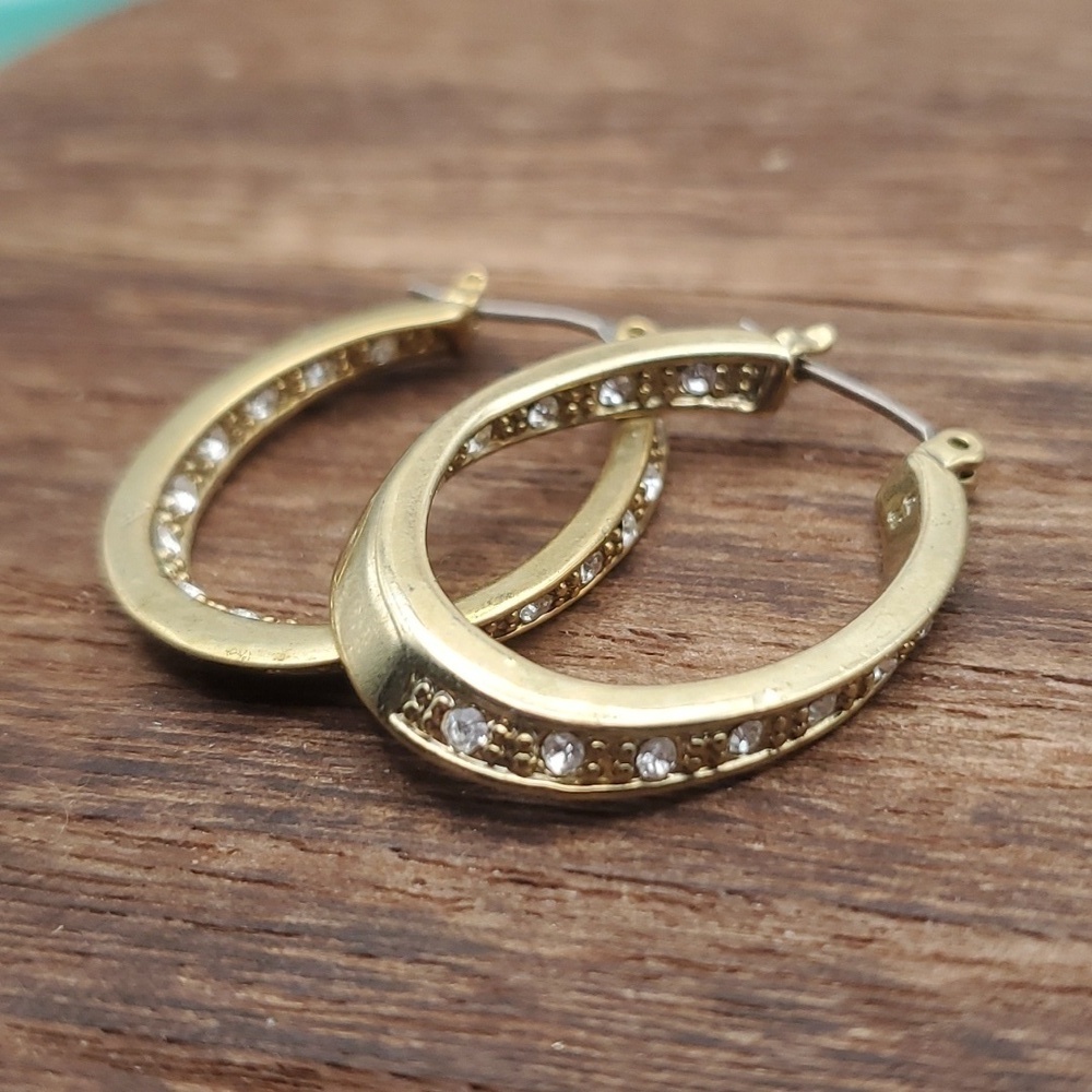 Gold filled‎ estate crystal earrings E858
